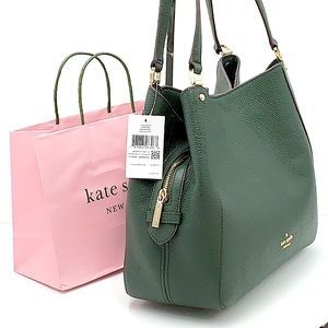 Kate Spade Leila Medium Triple Compartment Shoulder Bag Deep Evergreen
